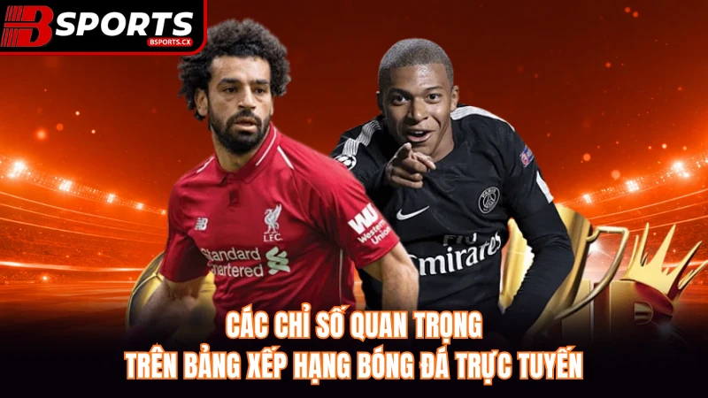 Các chỉ số quan trọng trên bảng xếp hạng bóng đá trực tuyến